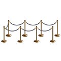 Montour Line Stanchion Post and Rope Kit Sat.Brass, 8 Ball Top7 Gray Rope C-Kit-8-SB-BA-7-PVR-GY-PB